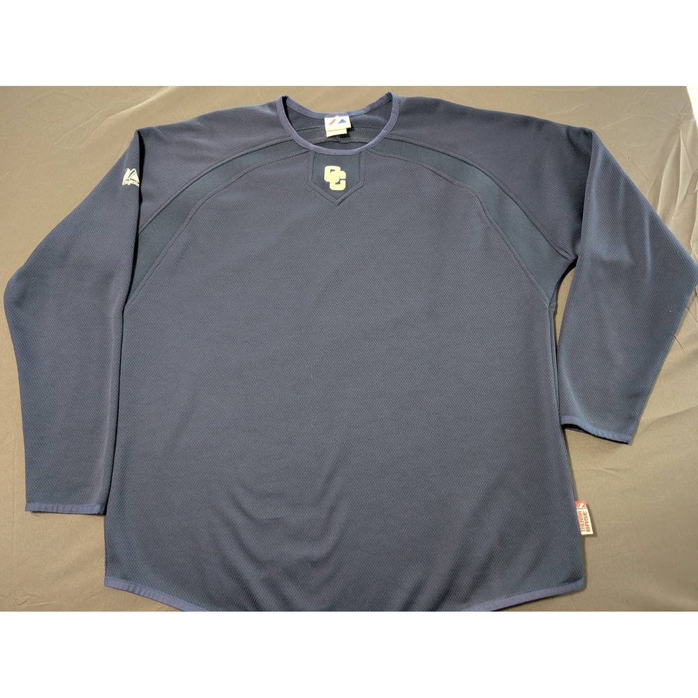 Majestic Therma Base Mens Navy Blue Long Sleeve Training Shirt OC Logo Large